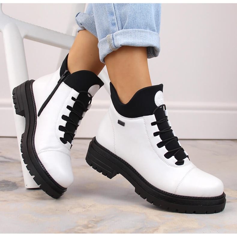 Vedenpitävät, mukavat, eristetyt naisten nilkkurit, valkoiset, Rieker Tex Y3163-80 valkoinen 1