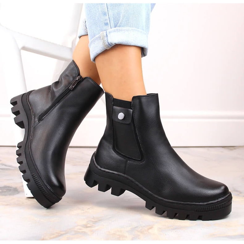 Mustat Potocki naisten eristetyt trapezer-saappaat taskulla 1