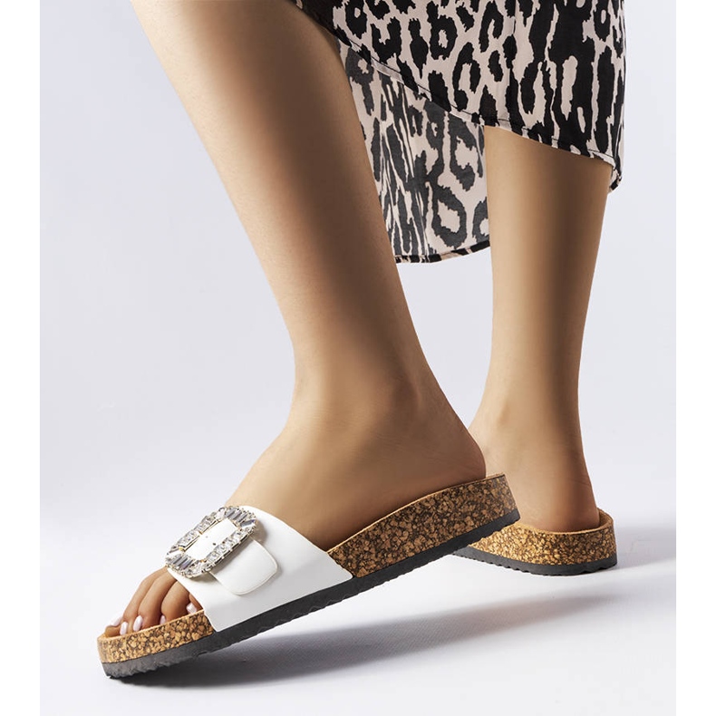 BM Valkoiset varvastossut, joissa on Millicent strassit valkoinen 2