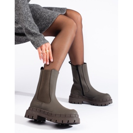 Tummanvihreät mattahousut korkeat saappaat joustavalla Shelovetilla 1