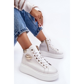 Naisten korkeat vetoketjulliset tennarit Lemar White Katerin valkoinen 2