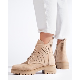 W. Potocki Harjatut mokkanahkaiset työsaappaat Potocki beige 1