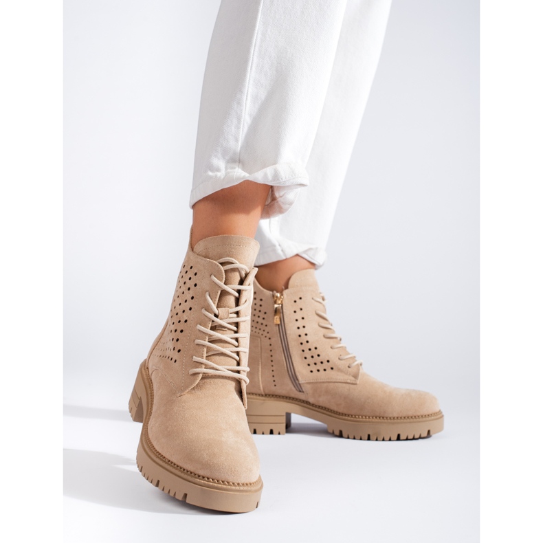 W. Potocki Harjatut mokkanahkaiset työsaappaat Potocki beige 2