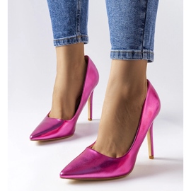 Delis tummanpunaiset metalliset korkokengät vaaleanpunainen 1