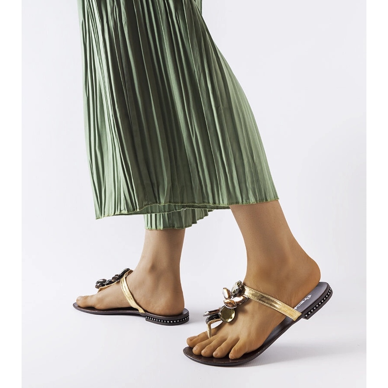 Kultaiset tyylikkäät Zarattini varvastossut kultainen 1