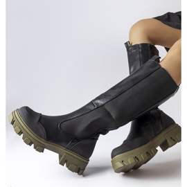 Pasqualen mustat ja vihreät korkeat saappaat 1