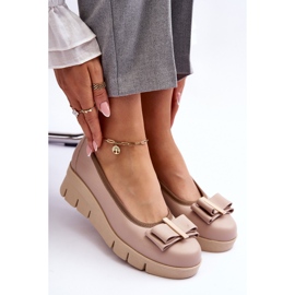 Lewski Shoes Nahkabalerinat tasolla koristeella, Beige Lewski 3384 1
