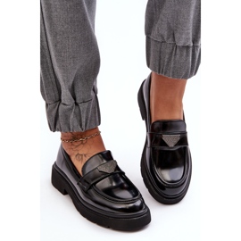 Naisten tasakorkoiset mokasiinit, mustat Venla 2