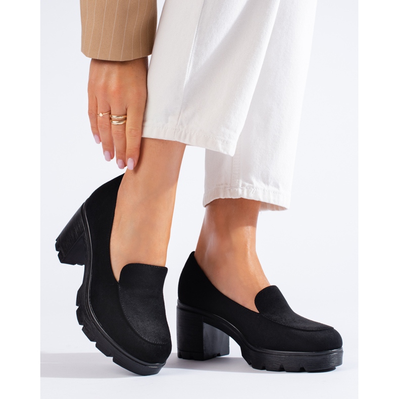 W. Potocki Naisten mokkanahkakorkokengät Potocki musta 1