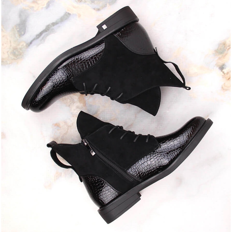 Musta Crocodile eristetty naisten saappaat Potocki 1