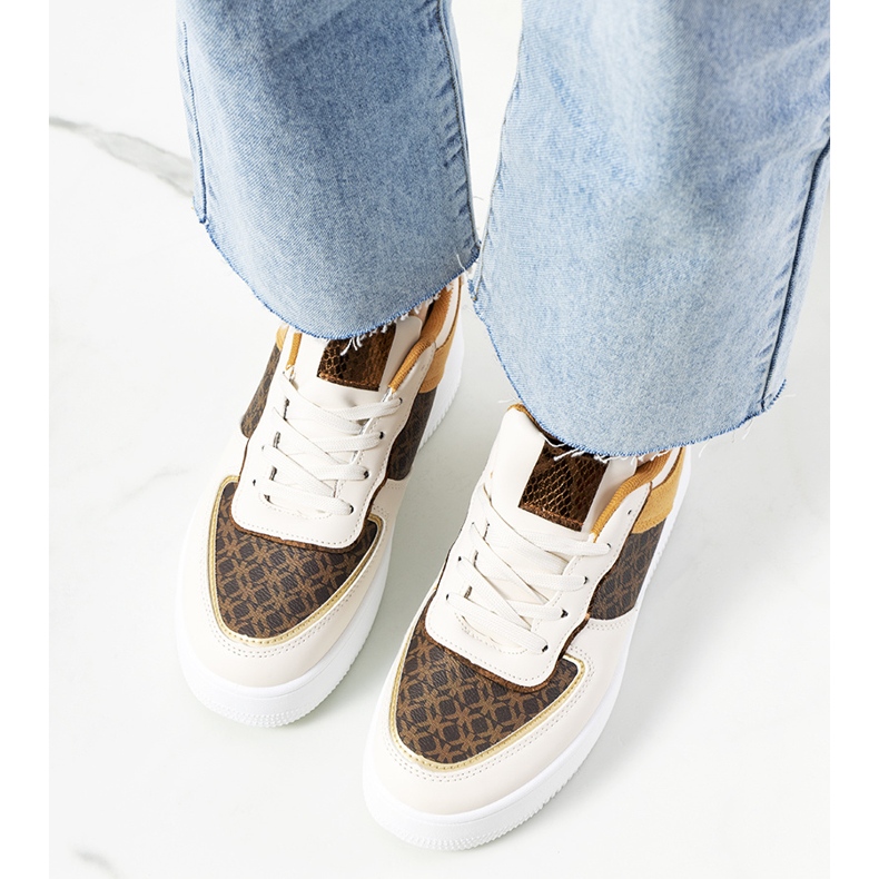 Naisten beigenväriset Manal-lenkkarit valkoinen ruskea 1