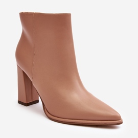 Beige Saitana naisten nahkaiset nilkkurit korkokengillä 1