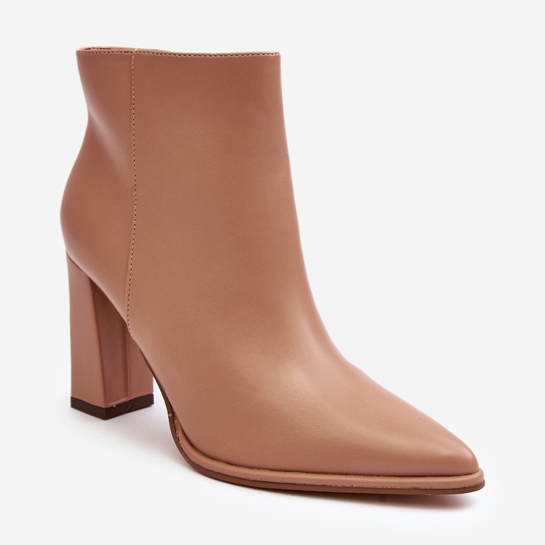 Beige Saitana naisten nahkaiset nilkkurit korkokengillä 1