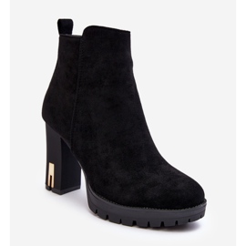 Mokkanahkaiset klassiset korkeakorkoiset nilkkurit, musta Amy 1