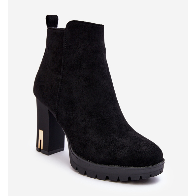 Mokkanahkaiset klassiset korkeakorkoiset nilkkurit, musta Amy 1