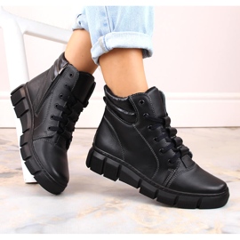 Mukavat naisten nahkaiset, eristetyt mustat saappaat Helios 562S 1