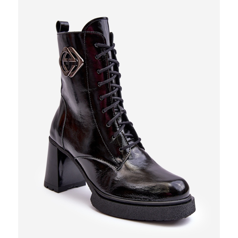 Naisten nahkaiset korkeat nilkkurit, mustat Lemar Danel 1