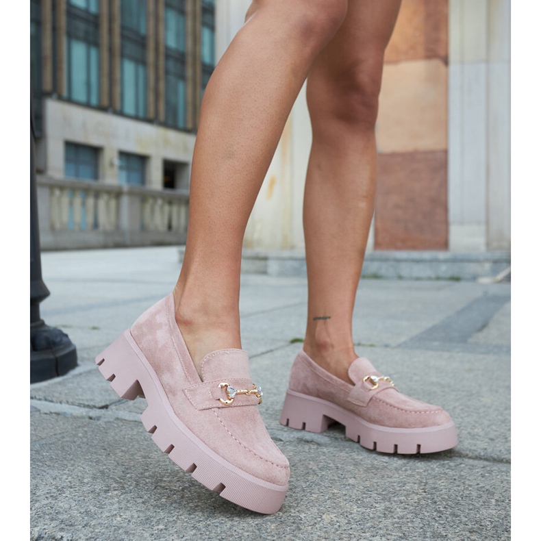 Gaiolan vaaleanpunaiset mokasiinit soljella ja strassilla vaaleanpunainen 2