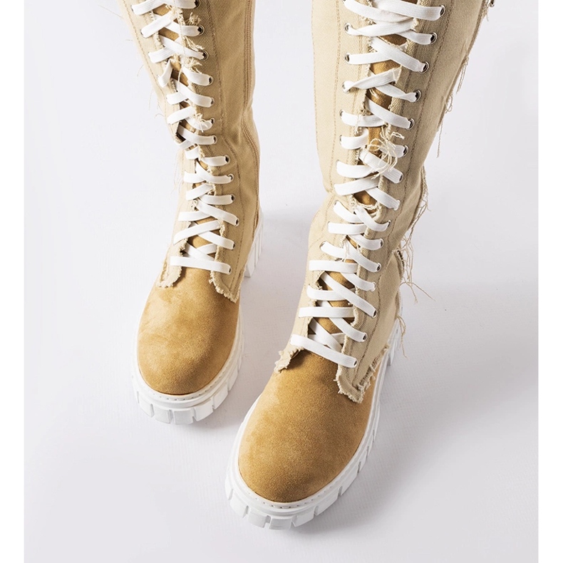 Beiget kangaseristetyt Palmer-saappaat 1