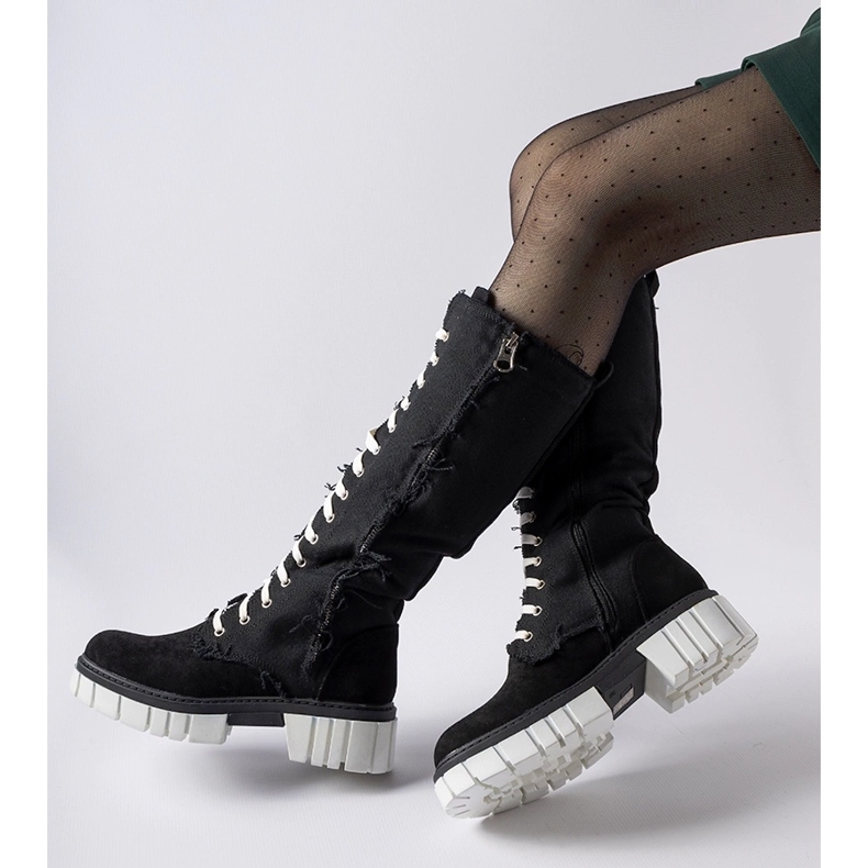 Mustat kangaseristeiset Palmer-saappaat 1