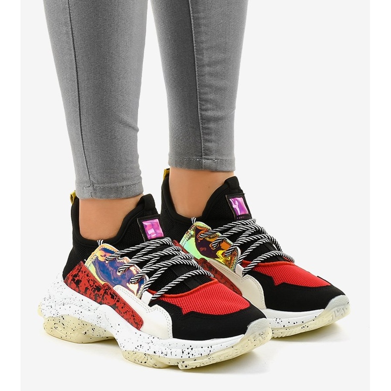 Mustat urheilukengät B0-211-järjestelmällä valkoinen punainen harmaa 1