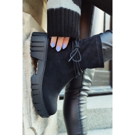 Naisten mustat saappaat, joissa joustava päällinen 1