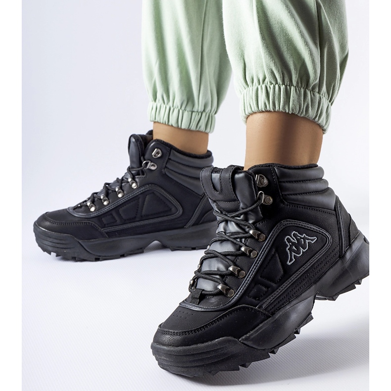 Mustat korkeat lämpimät Kappa 242968 Shivoo kengät 1