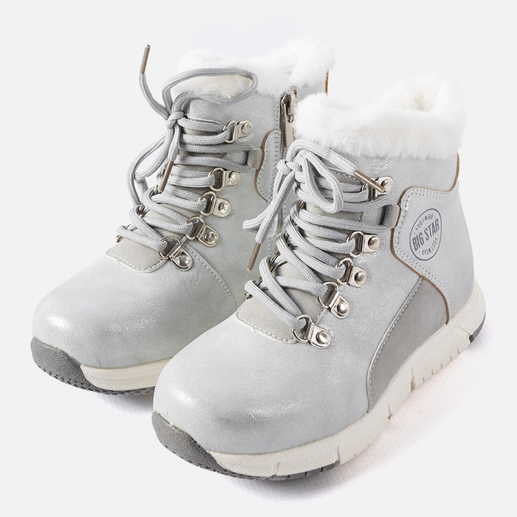 Harmaa lämpimät lasten kengät Big Star KK374178 hopea 1