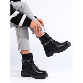 Mustat naisten laukut, joissa on ekologisesta nahasta valmistettu ketju 2