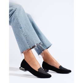 SHELOVET Naisten mustat mokasiinit, joissa Daszyński spitz -kuvio 1