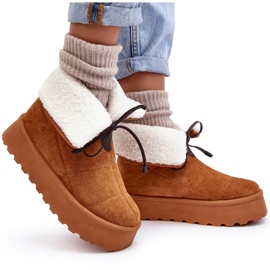 Platform lumikengät lampaannahasta Camel Olimuka ruskea 8