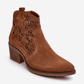 S.Barski Suede Openwork Cowboy Boots D&amp;A SN622-21 Camel ruskea 1