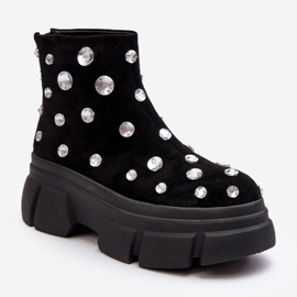 S.Barski Mokkaeristetyt saappaat kristalleilla D&amp;A MR870-83 musta 2