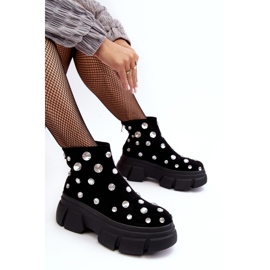 S.Barski Mokkaeristetyt saappaat kristalleilla D&amp;A MR870-83 musta 1