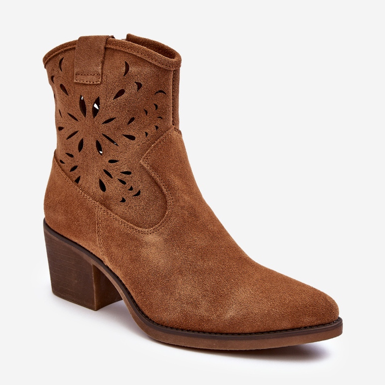 S.Barski Suede Openwork Cowboy Boots D&amp;A SN622-20 Camel ruskea 1