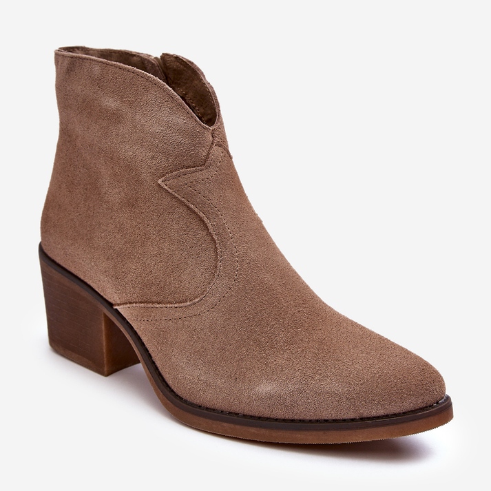 S.Barski Mokka Cowboy-saappaat vetoketjulla D&amp;A SN622-29 Tummanbeige 1