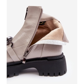 S.Barski Patentti naisten vetoketjusaappaat D&amp;A MR870-94 vaaleanharmaa beige 1