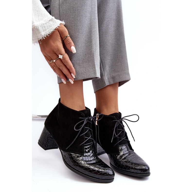 PA2 Naisten matalakorkoiset nilkkurit, käärmekuvio, musta Ebba 2