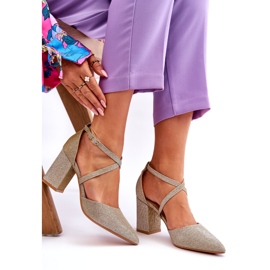 Muodikkaat kiiltävät kultaiset korkokengät kultainen 3