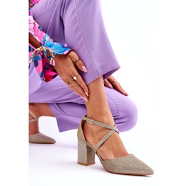 Muodikkaat kiiltävät kultaiset korkokengät kultainen 2