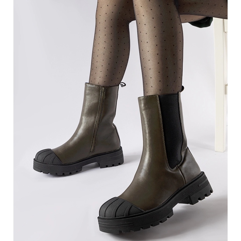 Inna Tummanvihreät eristetyt Porcigatone-saappaat 1