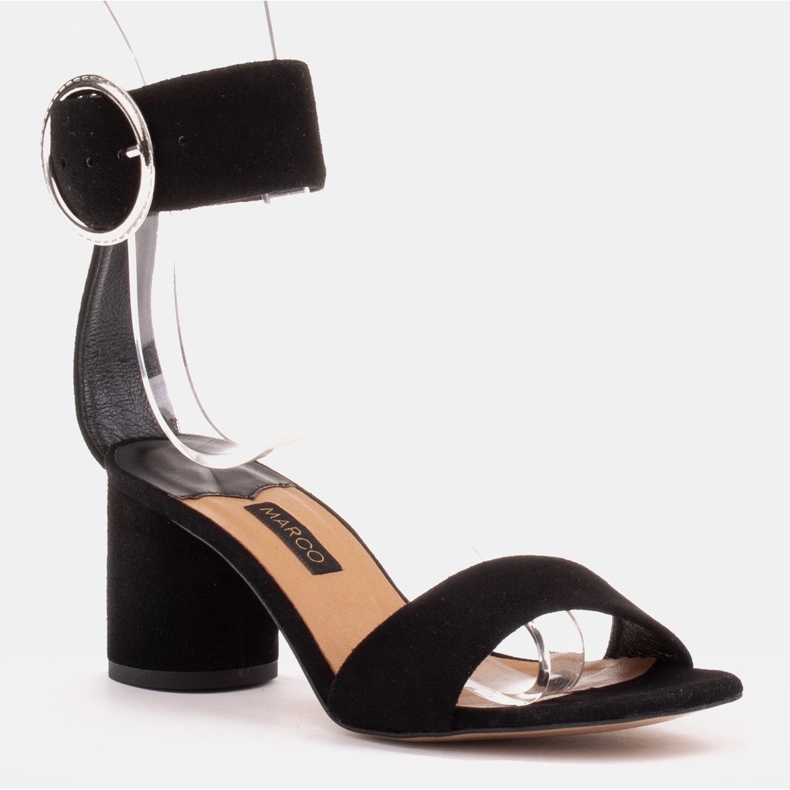 Marco Shoes Naisten nahkaiset sandaalit, joissa koristeellinen solki musta 1