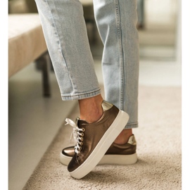 Marco Shoes Naisten lenkkarit aitoa nahkaa paksulla pohjalla kultainen 1