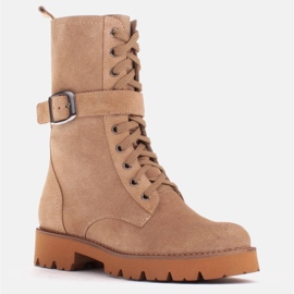 Marco Shoes Nauhalliset saappaat kevyessä pohjassa 2118B beige 1