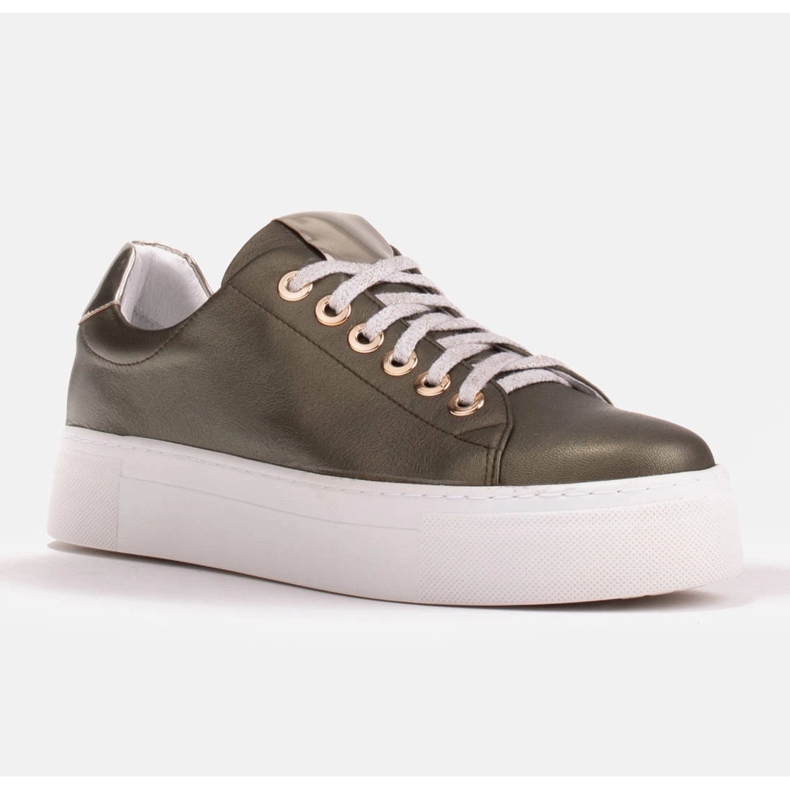 Marco Shoes Naisten lenkkarit aitoa nahkaa paksulla pohjalla vihreä 1