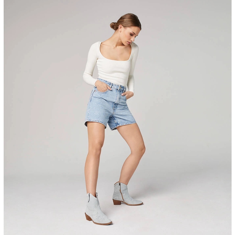 Marco Shoes Mokkanahkaiset cowboysaappaat koristeompeleilla 2188B-1281-045-1 sininen harmaa 1