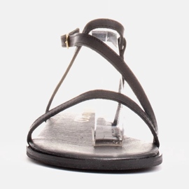 Marco Shoes Nahkaiset sandaalit tasaisella pohjalla musta 2