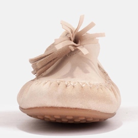 Marco Shoes Ballerina mokasiini beigeä mokkanahkaa 2