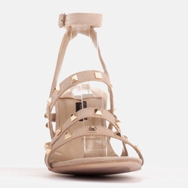 Marco Shoes Mokkanahkasandaalit koristeneuloilla beige 2