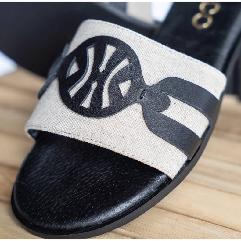 Marco Shoes Tyylikkäät tossut kankaasta yhdistettynä nahkaan beige 1